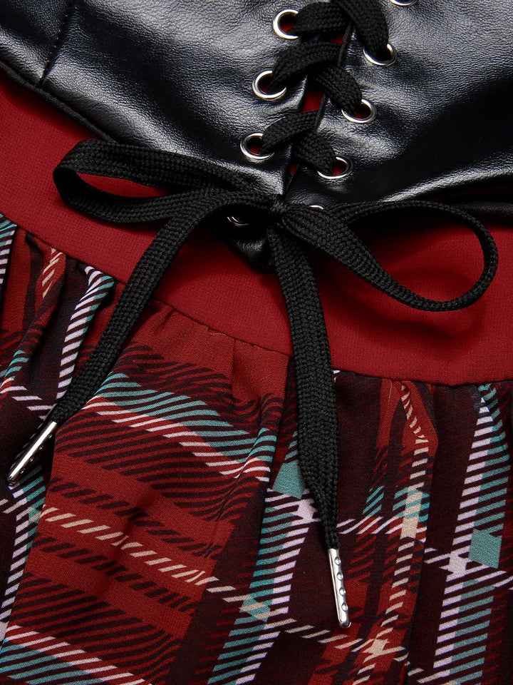 Red 1950s Christmas Plaid Girdle Dress — vintage elegance for the modern woman