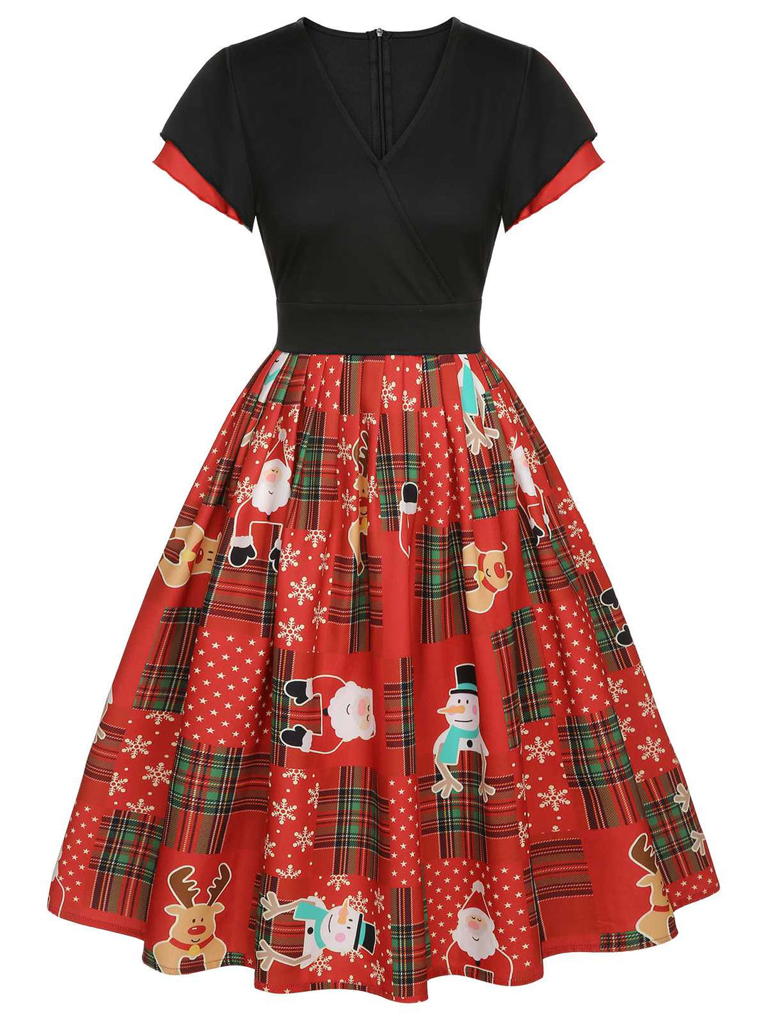 Red 1950s Christmas Plaid Santa Claus Dress — vintage elegance for the modern woman