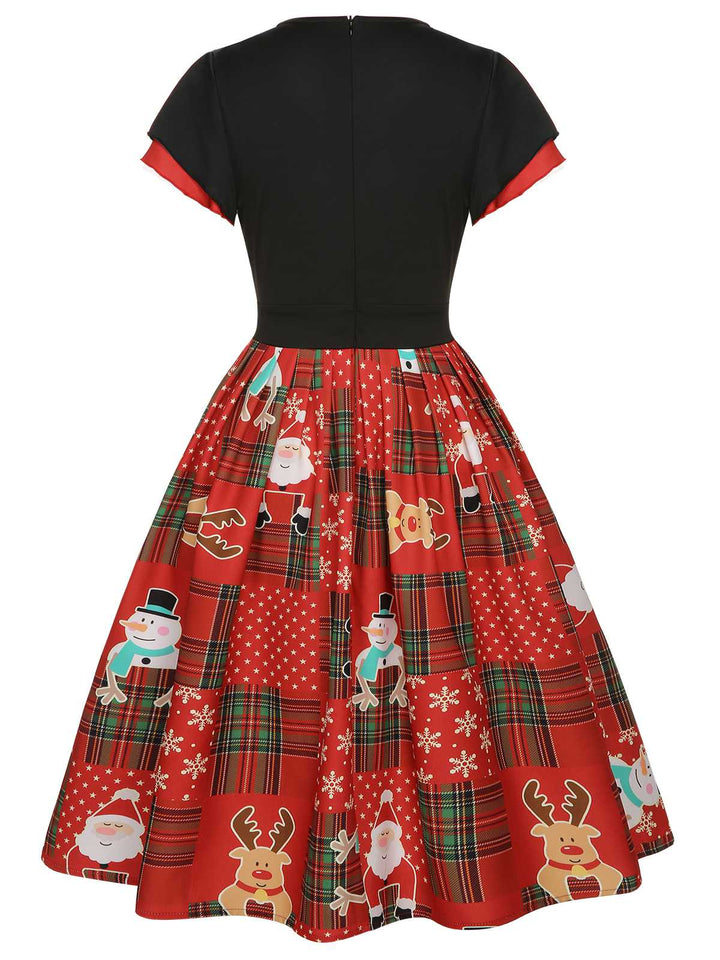 Red 1950s Christmas Plaid Santa Claus Dress — vintage elegance for the modern woman