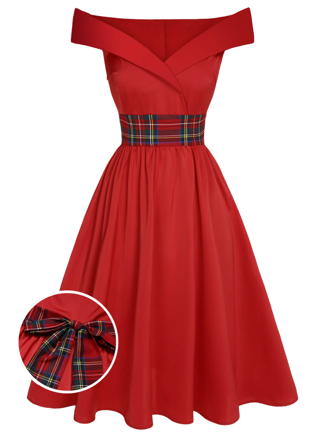 1950s Christmas Plaids OffShoulder Dress | 1950s | vintage dress, fashion