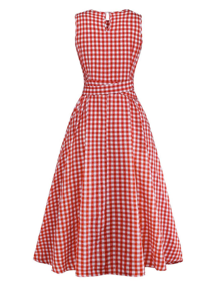 Red 1950s Plaid Vintage Classic Dress 3