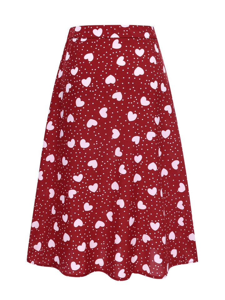 1950s Heart Dots Slit ALine | 1950s | vintage skirt, retro style