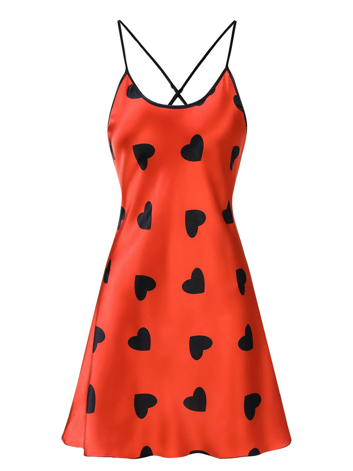 Red Heart Suspender Sleepwear, vintage fashion, retro style - perfect for women who love vintage and retro fashion