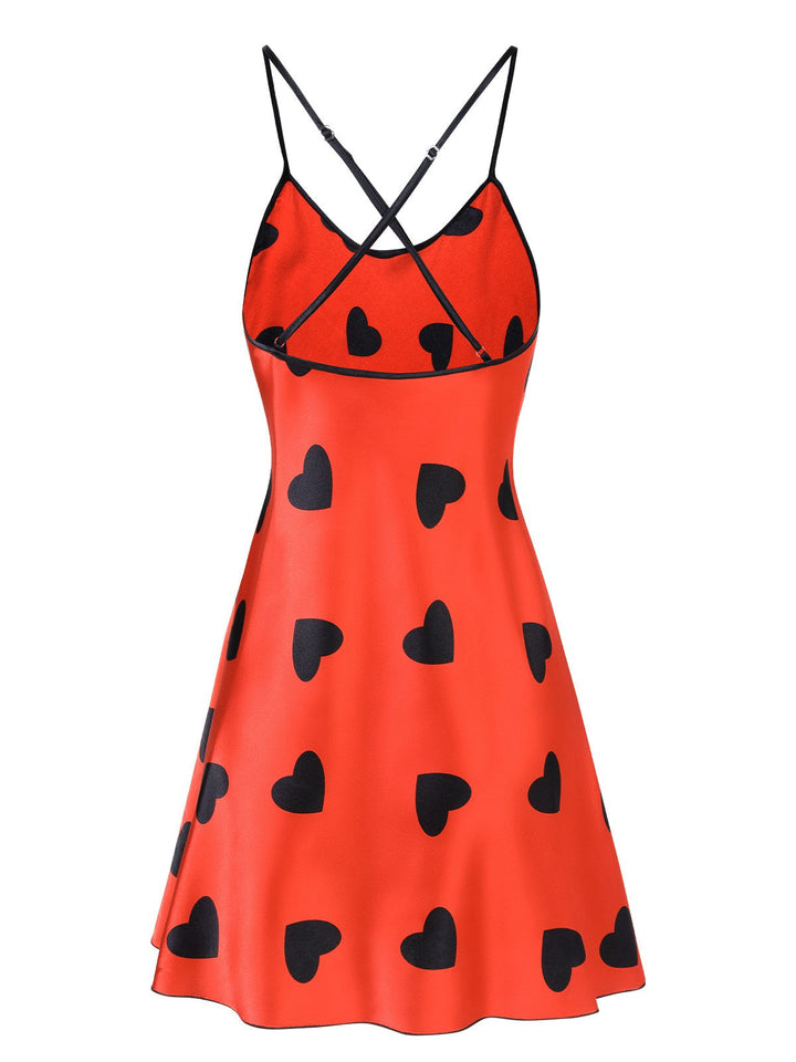 Red Heart Suspender Sleepwear, vintage fashion, retro style - perfect for women who love vintage and retro fashion