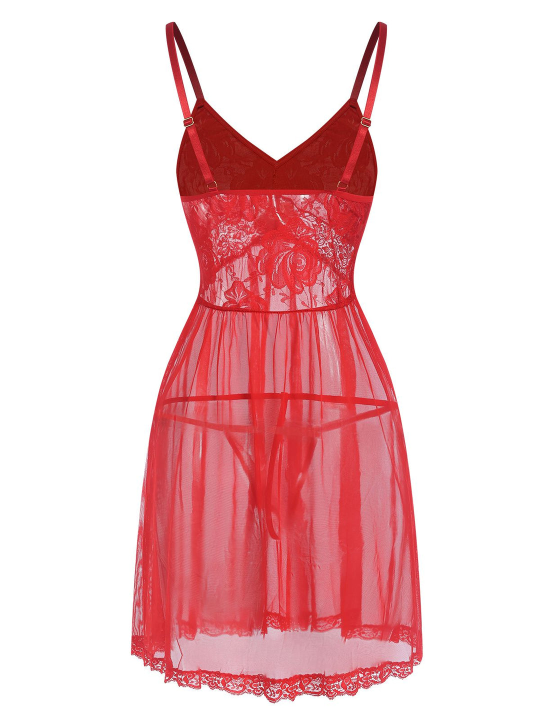 Red Lace Sheer Straps Nightgown, vintage fashion, retro style - perfect for women who love vintage and retro fashion