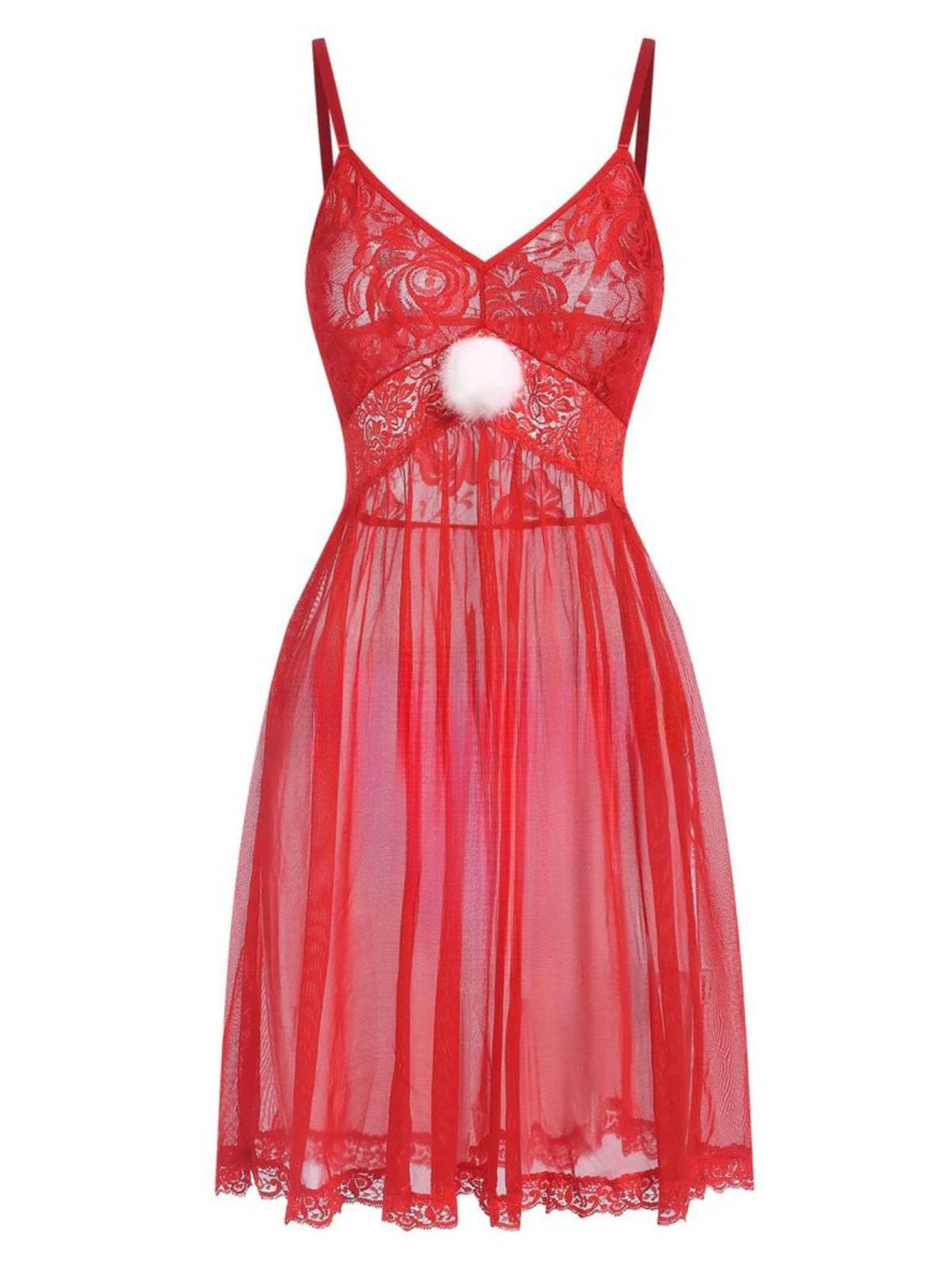Red Lace Sheer Straps Nightgown — the kind of dress that makes strangers smile