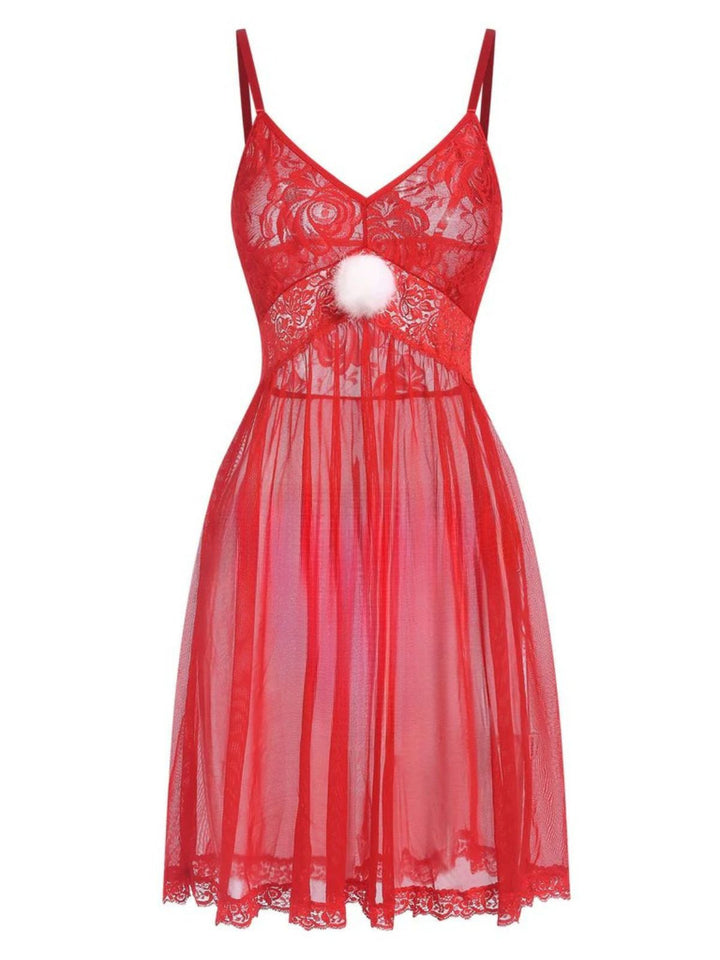 Red Lace Sheer Straps Nightgown — the kind of dress that makes strangers smile