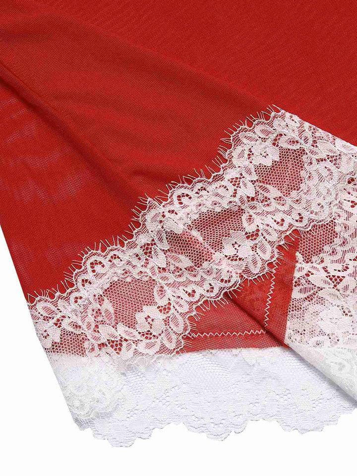 Red Lace Trimmed Sheer Nightgown, vintage fashion, retro style - perfect for women who love vintage and retro fashion