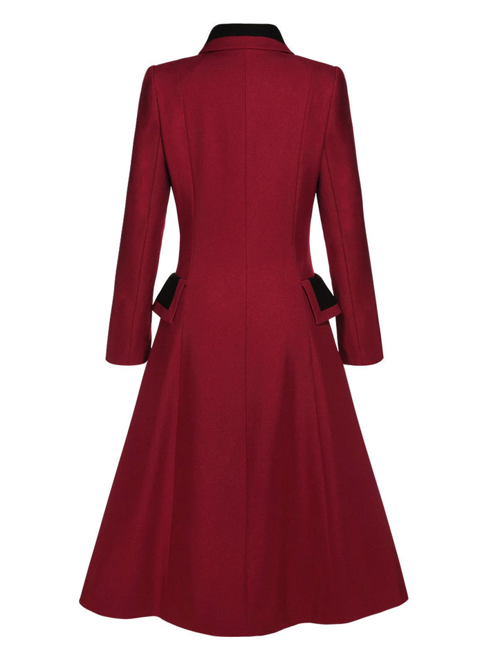 Red 1950s Lapel Double Breasted Coat - vintage fashion, style, elegant red