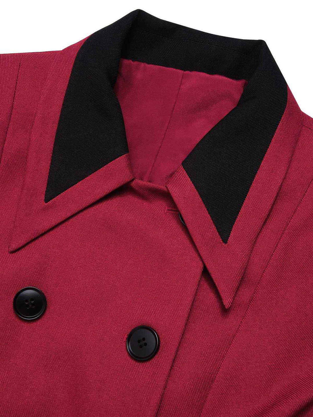 Red 1950s Lapel Double Breasted Coat - vintage fashion, style, elegant red