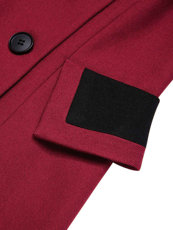 Red 1950s Lapel Double Breasted Coat - vintage fashion, style, elegant red