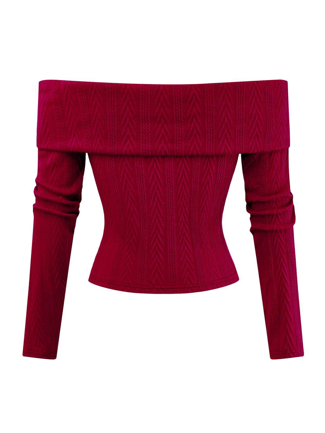 Red 1950s Off-Shoulder Knitted Sweater - vintage fashion, retro style, elegant red