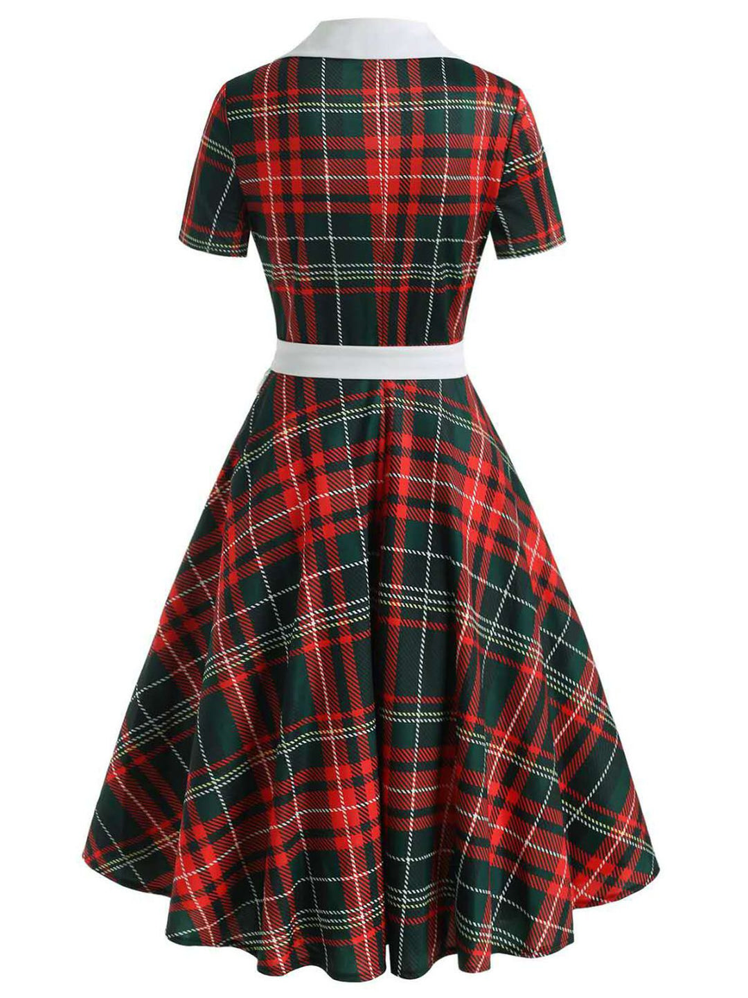 Red 1950s Plaid Bow Swing Dress — vintage elegance for the modern woman