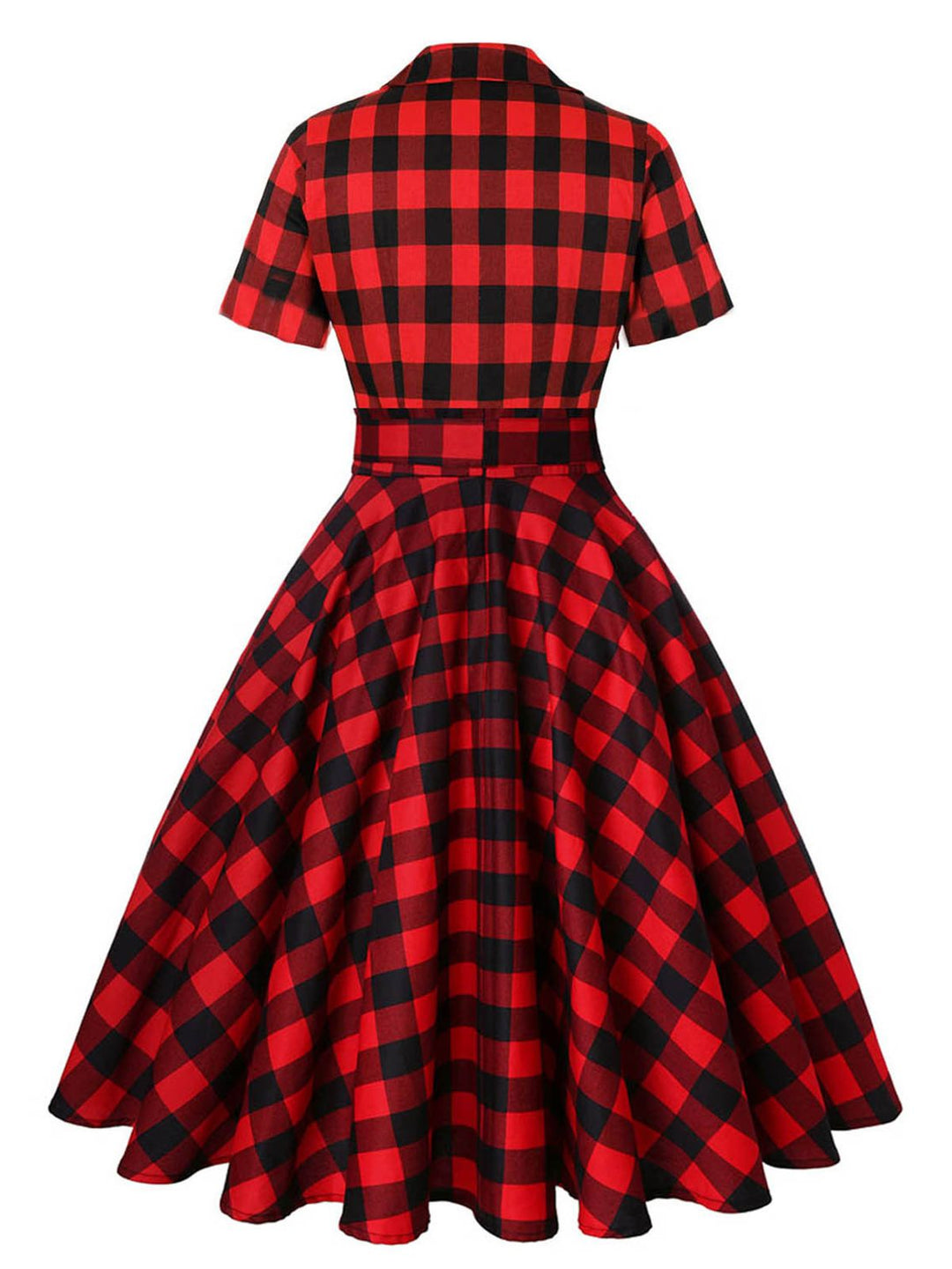 Red 1950s Plaid Bowknot Swing Dress — vintage elegance for the modern woman