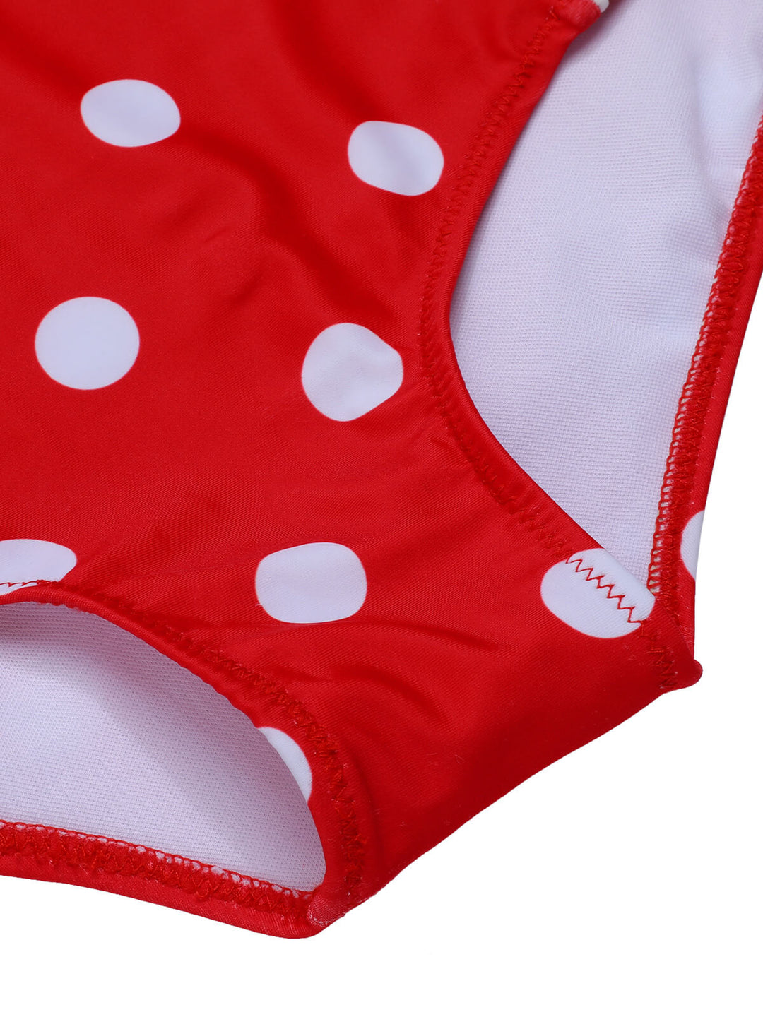 Red 1950s Polka Dot Shoulder Tie Swimsuit, vintage swimsuit, pin-up swimwear - perfect for women who love vintage and retro fashion