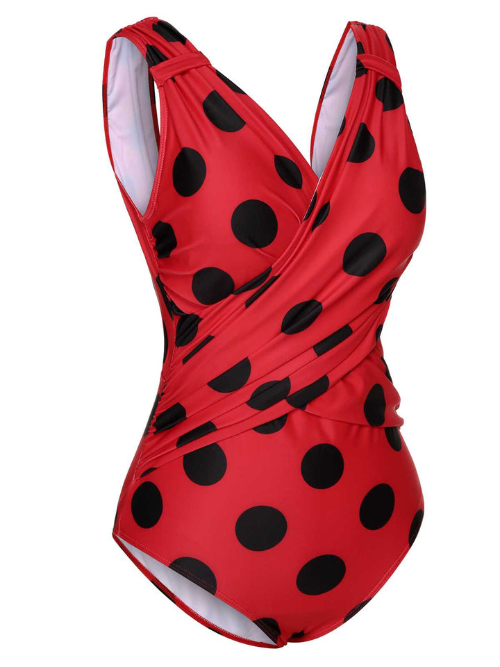 Red 1950s Polka Dots One-Piece Swimsuit: timeless style reimagined