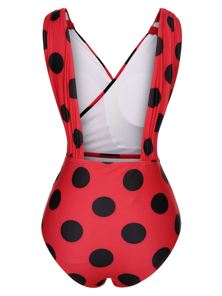 Red 1950s Polka Dots One-Piece Swimsuit — vintage elegance for the modern woman
