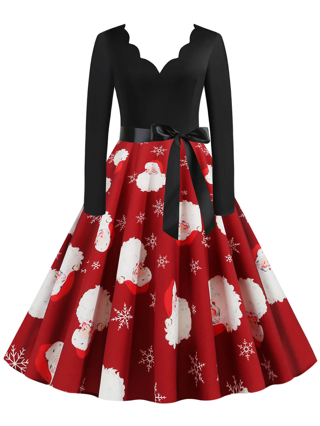 Red 1950s Santa Claus V-Neck Belt Dress: timeless style reimagined