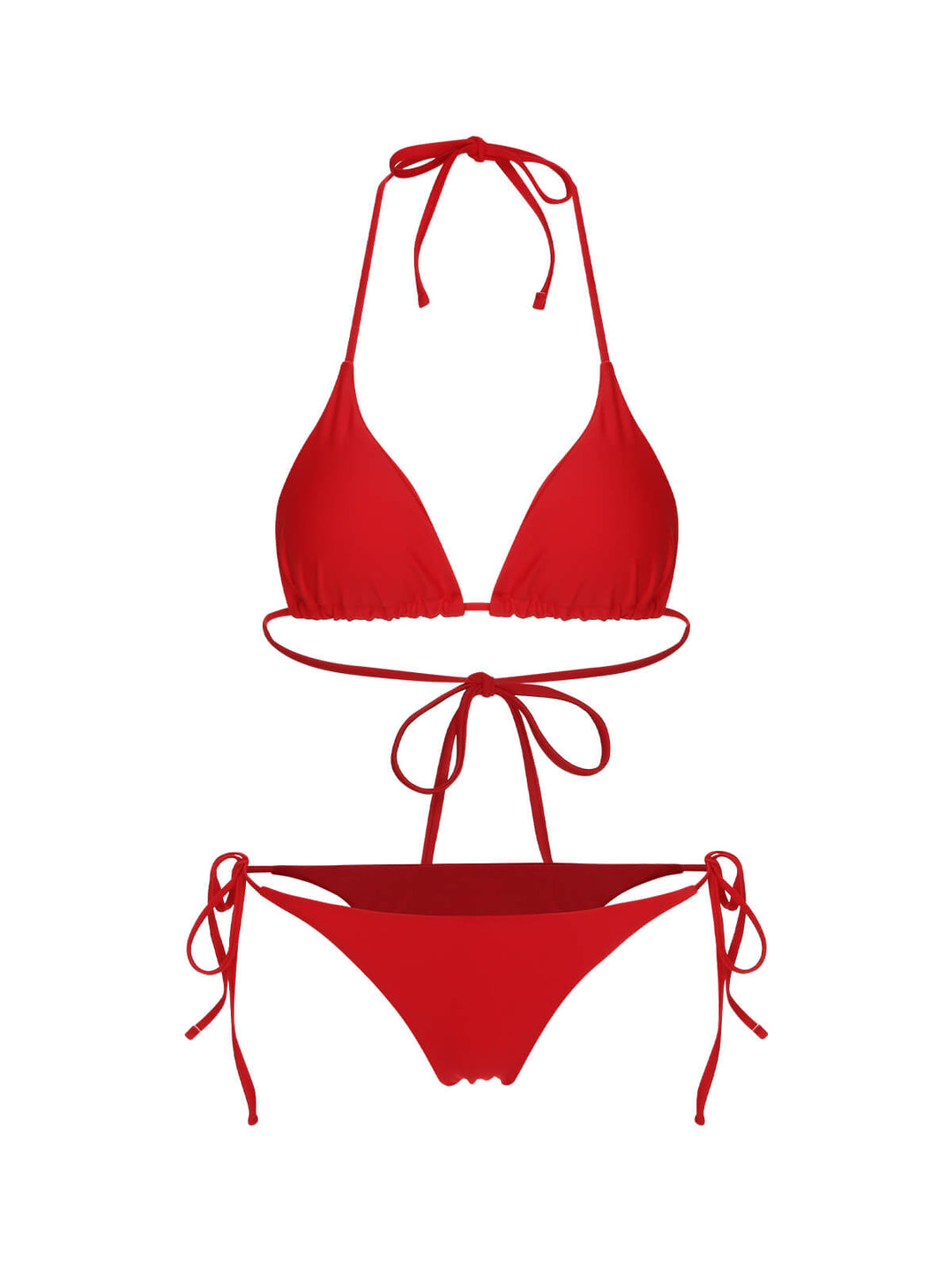 Red 1950s Solid Halter Bikini Set &amp; Cover-Up, vintage swimsuit, pin-up swimwear - perfect for women who love vintage and retro fashion