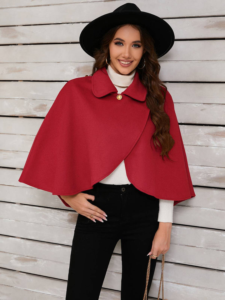 Red 1950s Solid Lapel Cloak Coat - vintage fashion, style, elegant red