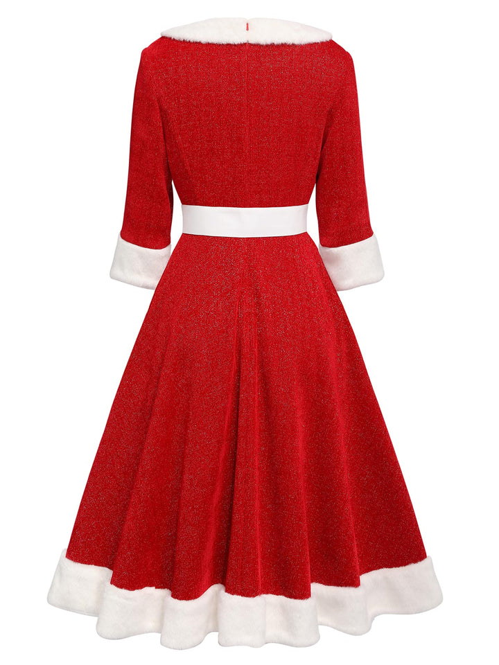Red 1950s Solid Plush Christmas Dress: timeless style reimagined