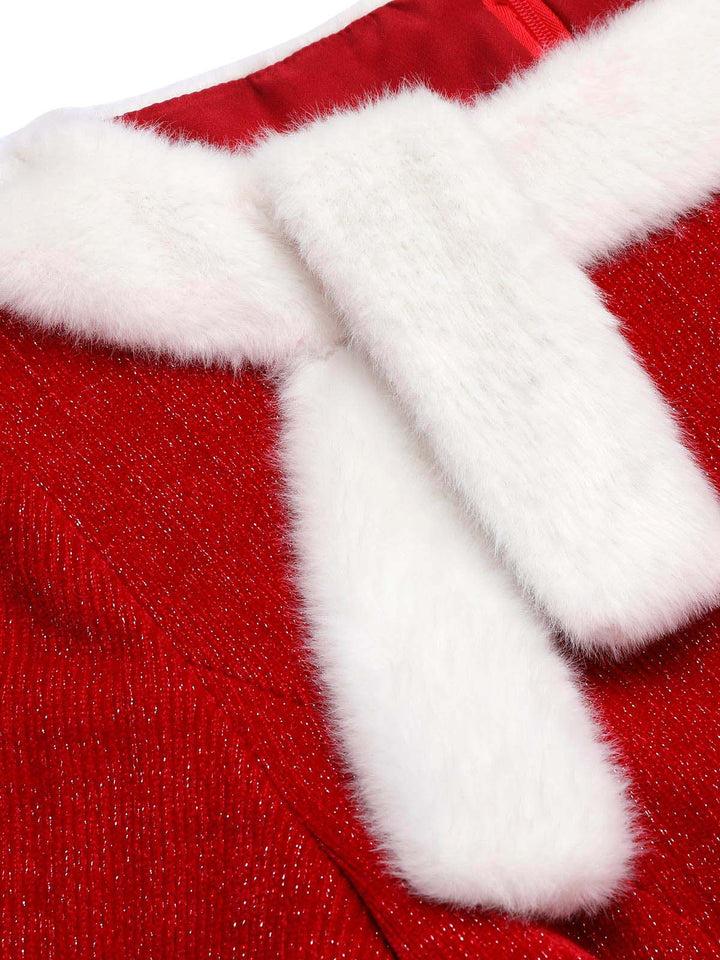 Red 1950s Solid Plush Christmas Dress — vintage elegance for the modern woman