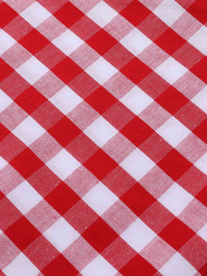 Red 1950s Strawberry Plaid Suspender Romper: timeless 1950s elegance she makes her own