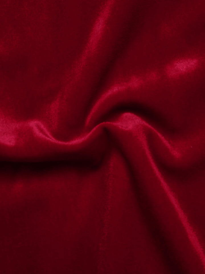 Red 1950s Velvet Off Shoulder Button Jumpsuit — 1950s vintage charm for her modern wardrobe