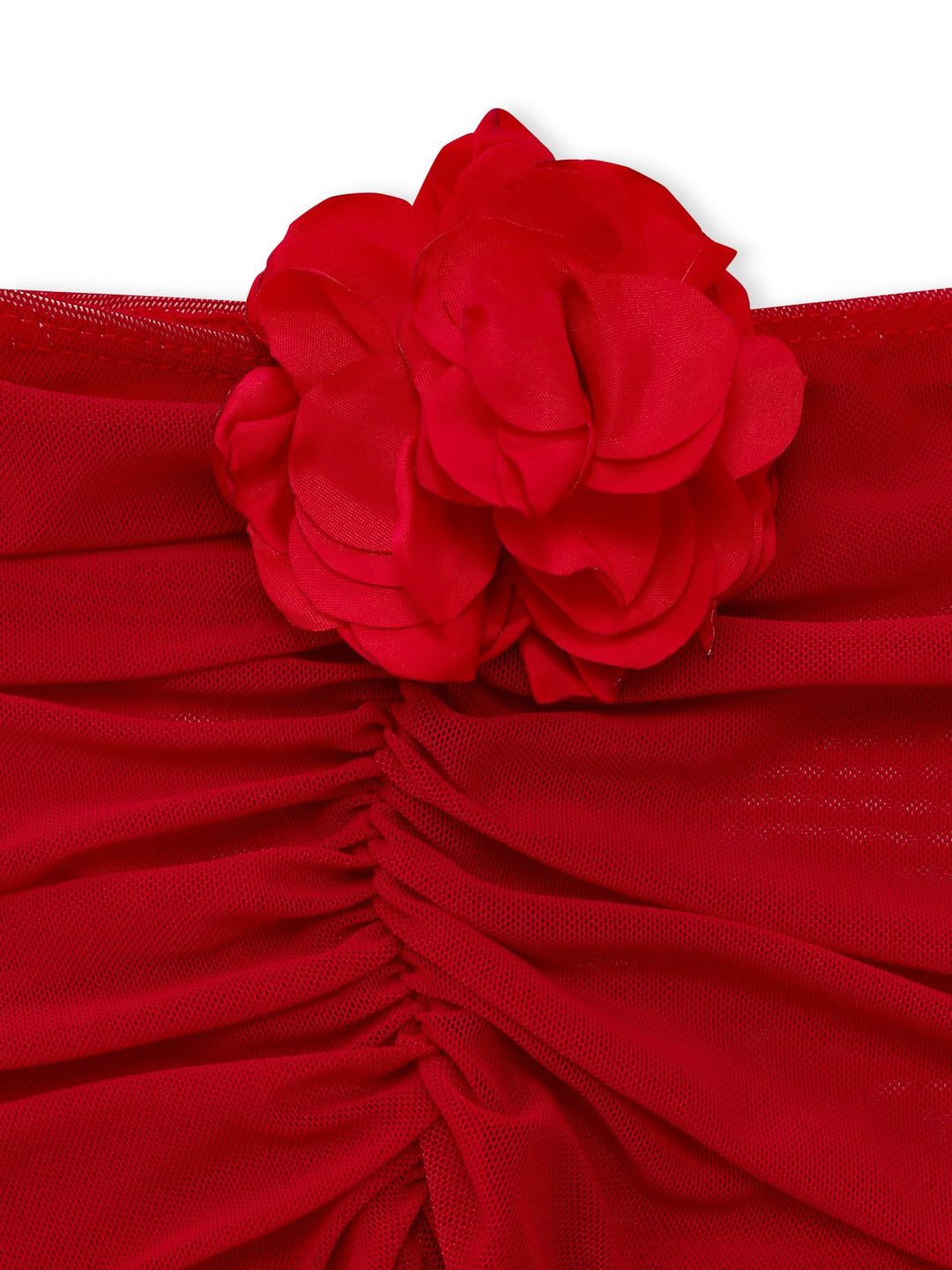 Red 1960s 3D Floral Mesh High-Low Cover-Up - vintage fashion, retro style, elegant red