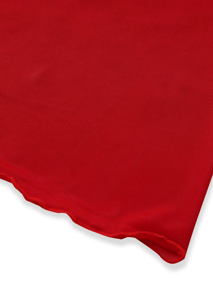 Red 1960s 3D Floral Mesh High-Low Cover-Up - vintage fashion, retro style, elegant red