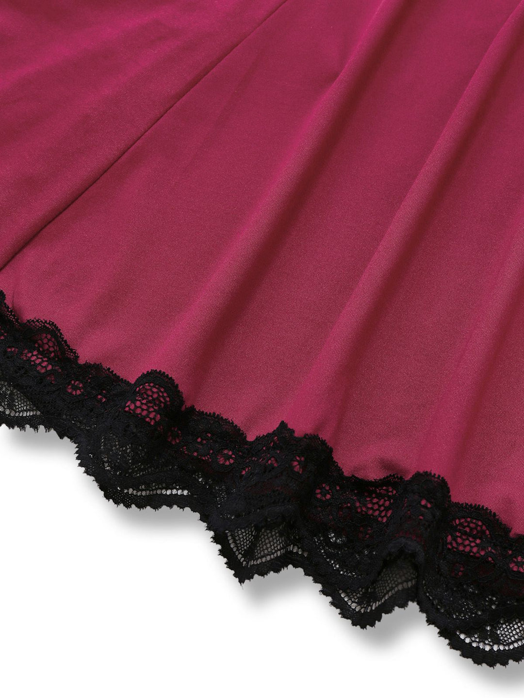 Red Bow Lace Patchwork Ruffled Nightgown - vintage nightgown, retro sleepwear, elegant red