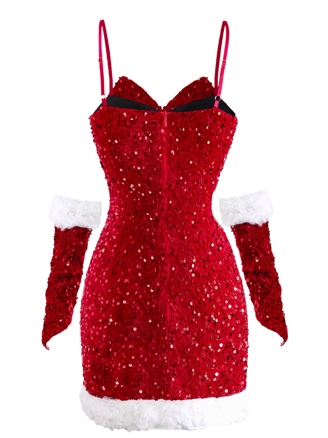 Red 1960s Christmas Sequined Twisted Dress Set - vintage dress, retro fashion, elegant red