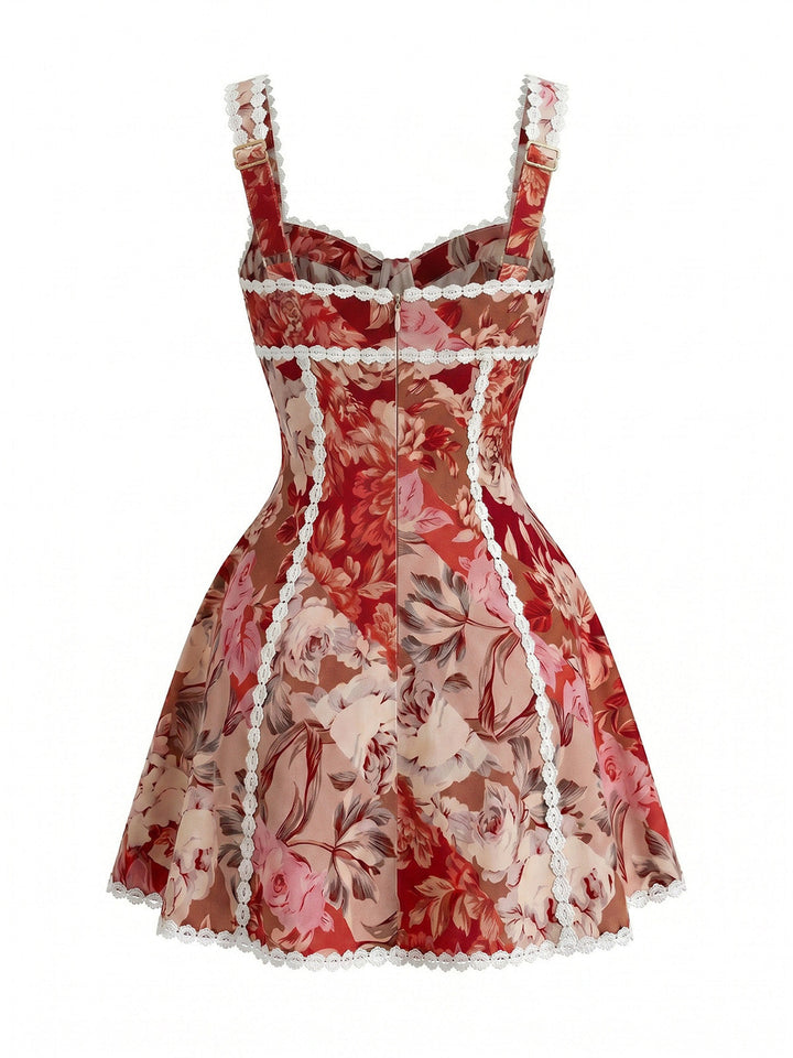 Red 1960s Lace Spaghetti Strap V-Neck Bodycon Dress, vintage dress, retro fashion, lace detail - perfect for women who love vintage and retro fashion
