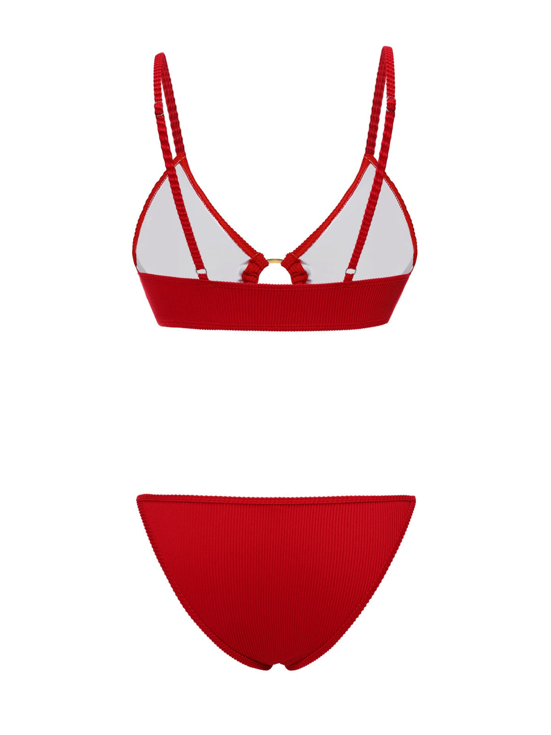 Red Glitter Ring Straps Bikini Set - vintage fashion, retro style, elegant red