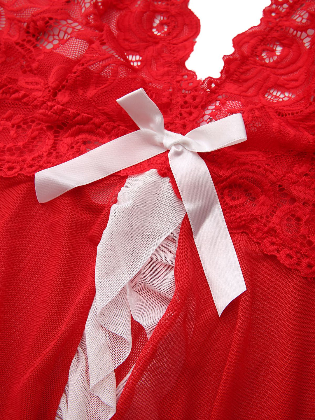 Red Lace Slip Nightgown Set - vintage nightgown, retro sleepwear, elegant red
