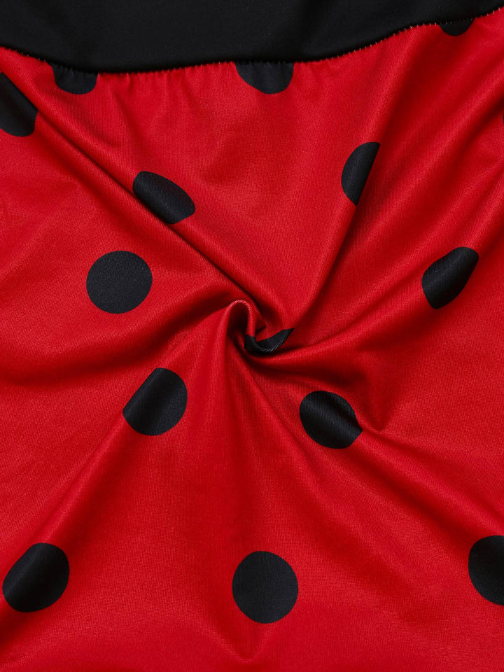 Red 1960s Miraculous Ladybug Cosplay Costume Set - vintage fashion, retro style, elegant red
