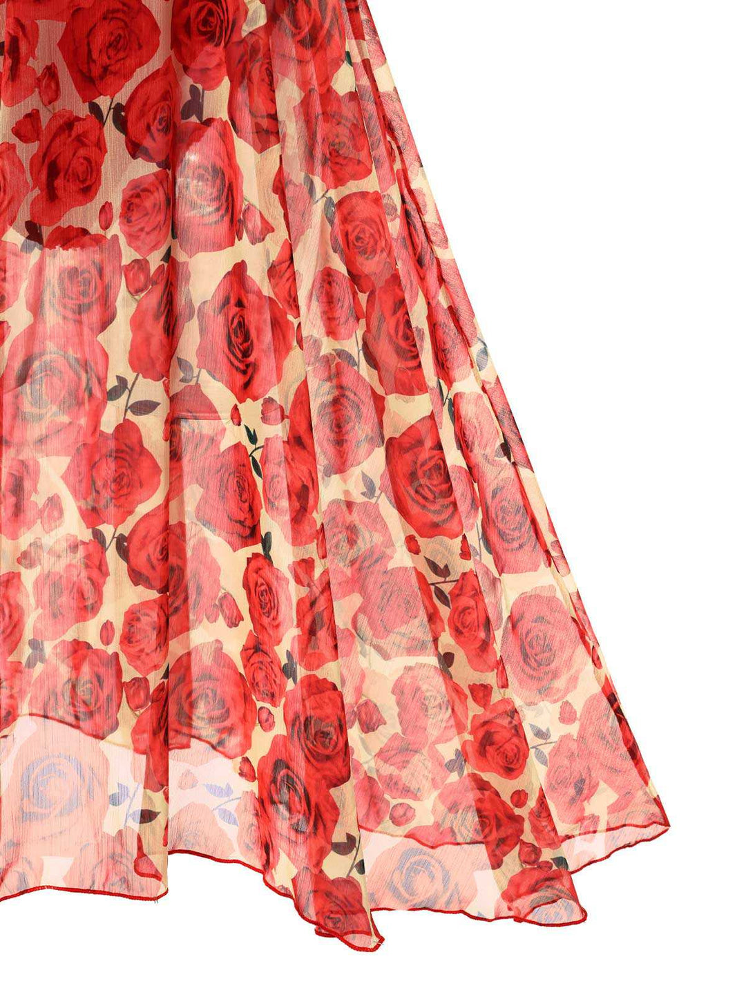 2PCS Red 1960s Glitter Ring Bikini Set &amp; Roses Cover-Up — 1960s poolside glamour meets sun-drenched confidence