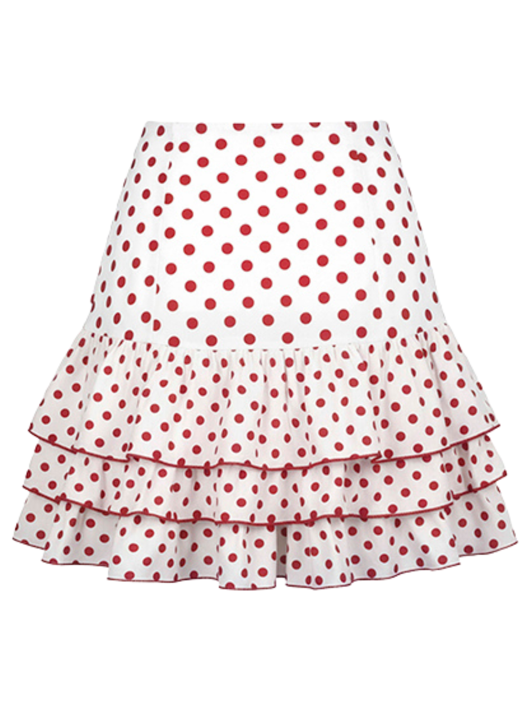 Red 1960s Ruffled Polka Dot Rose Mini Skirt, vintage skirt, retro style - perfect for women who love vintage and retro fashion