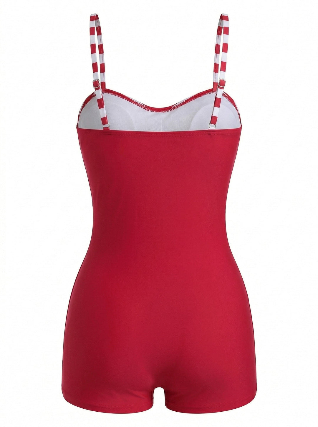 Red Bow Striped One-Piece Swimsuit - vintage swimsuit, swimwear for vintage lovers