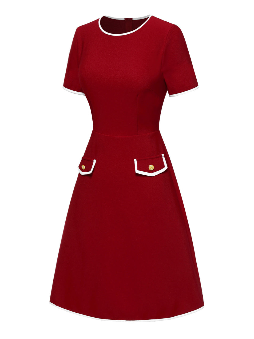 This Red 1960s Solid Faux Pocket Dress wraps her in 1960s elegance, one twirl at a time
