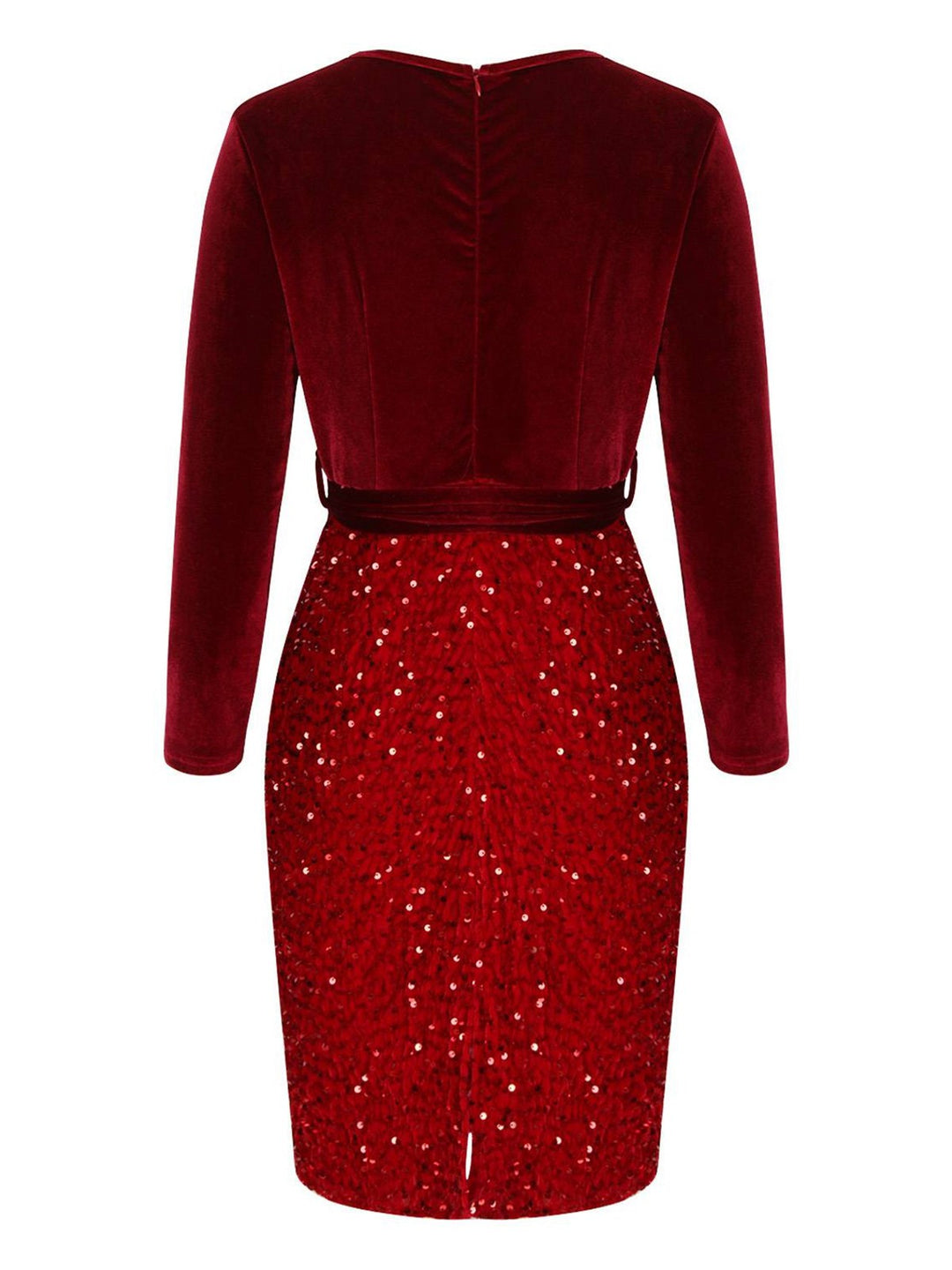 Red 1960s Velvet Sequined Patchwork Pencil Dress, vintage dress, retro fashion - perfect for women who love vintage and retro fashion