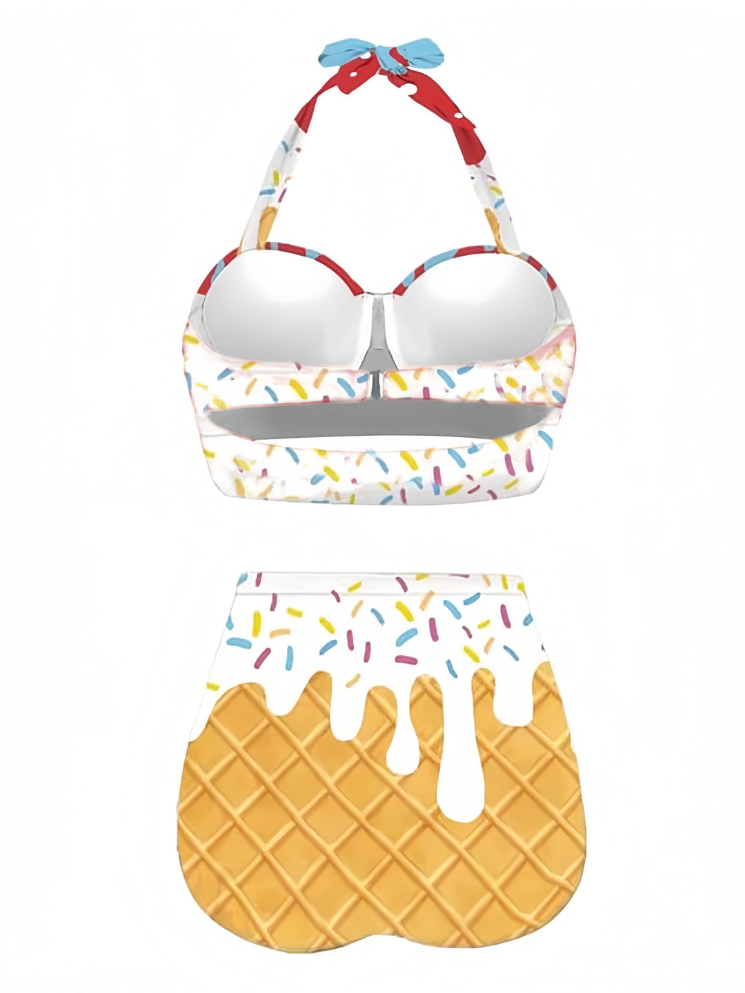 Red 1970s Halter Ice-Cream Cone Bikini Set - vintage fashion, retro style, elegant red