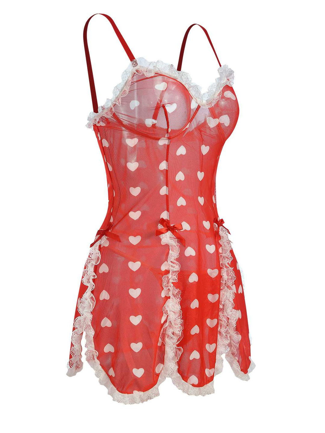 Red Lace Heart Ruffles Nightgown: where romance meets her modern spirit