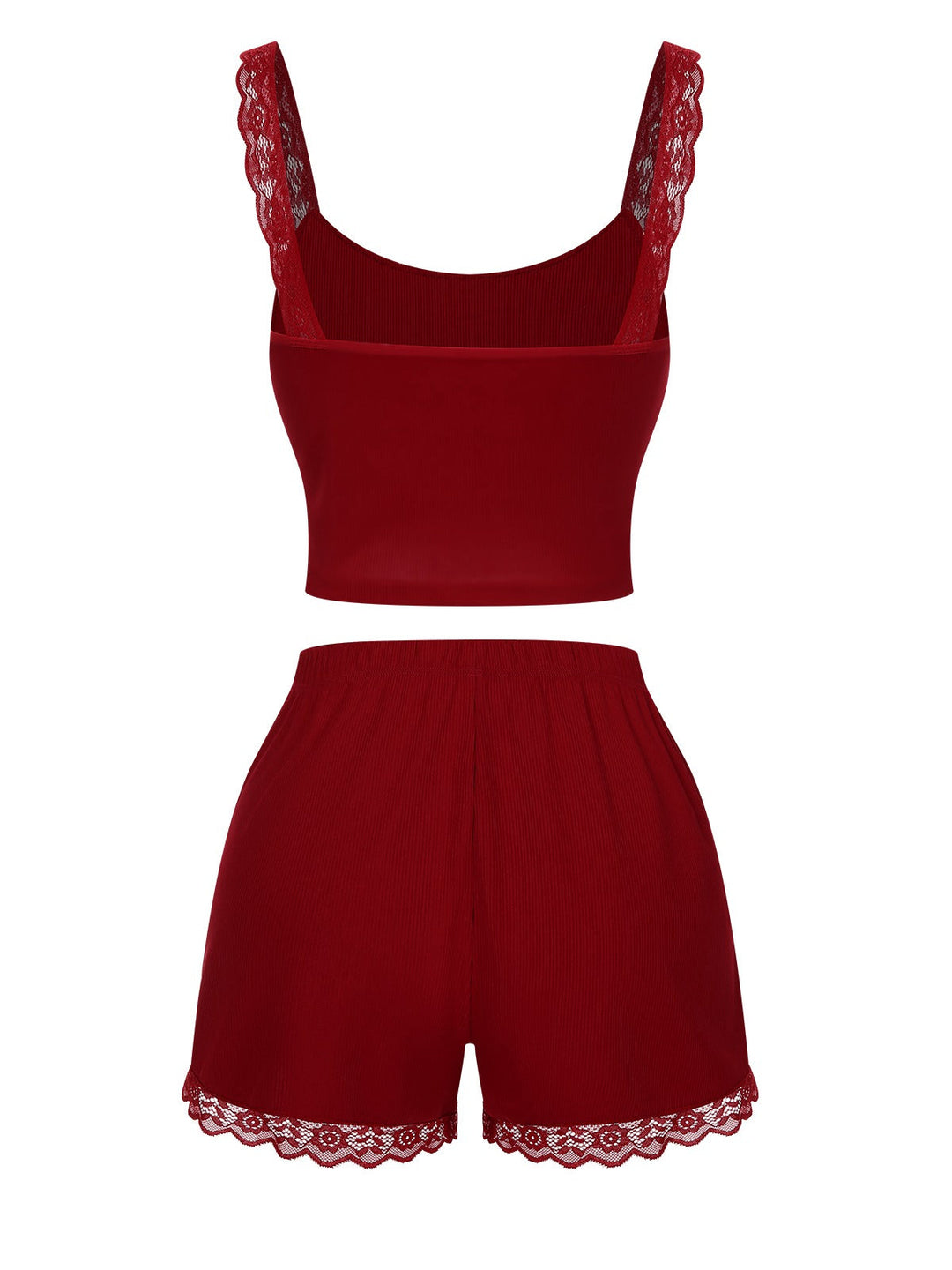 Red Lace Trimmed Straps Pajamas, vintage pajamas, retro nightwear - perfect for women who love vintage and retro fashion