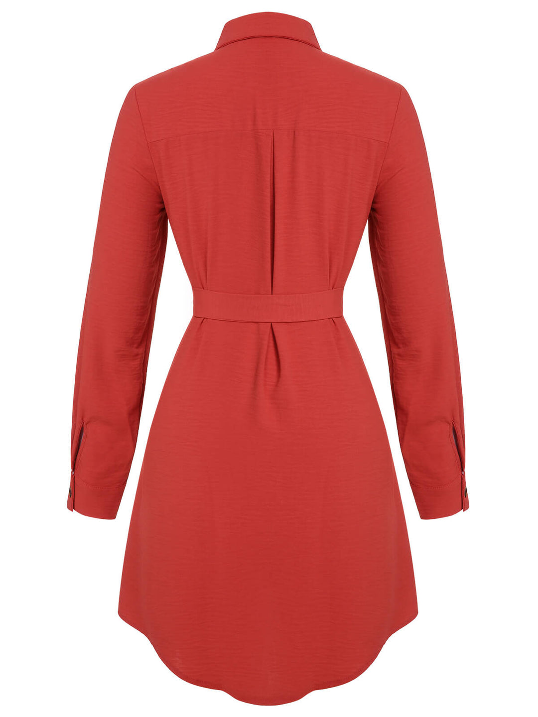 Red 1970s Lapel Long Sleeve Shirt Dress, vintage dress, retro fashion - perfect for women who love vintage and retro fashion