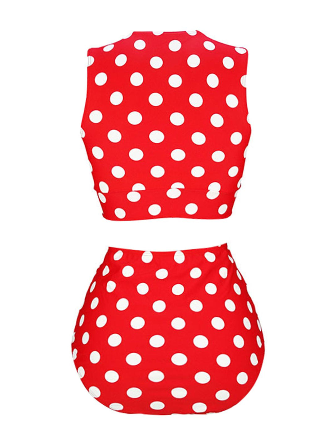 Red 1970s Polka Dots Waist Tie Swimsuit, vintage swimsuit, pin-up swimwear - perfect for women who love vintage and retro fashion