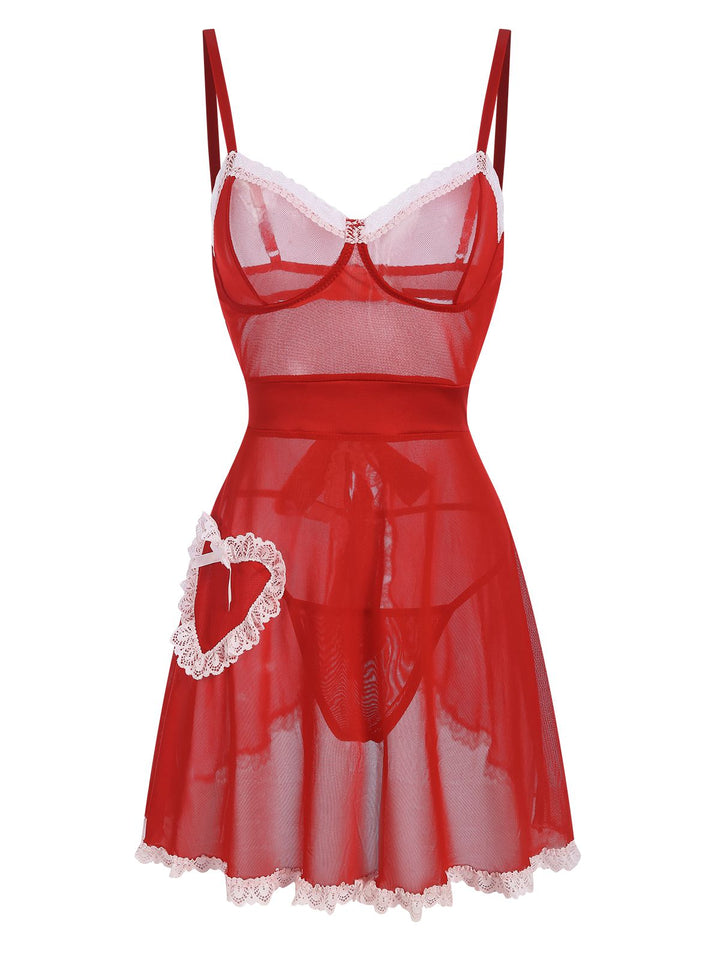 She slips into this Red Sheer Lace-Up Nightgown and suddenly it&