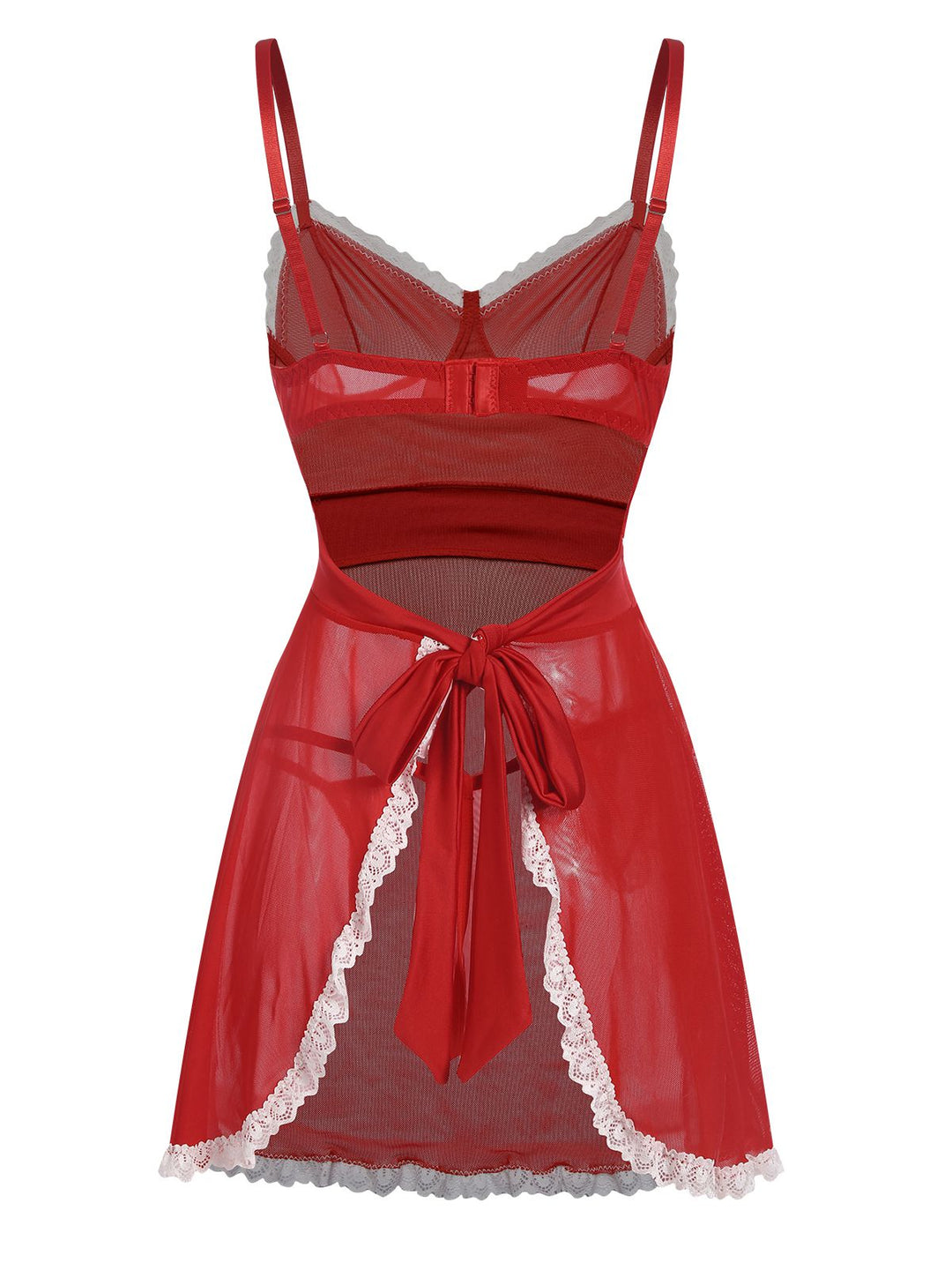 Red Sheer Lace-Up Nightgown, vintage fashion, retro style - perfect for women who love vintage and retro fashion