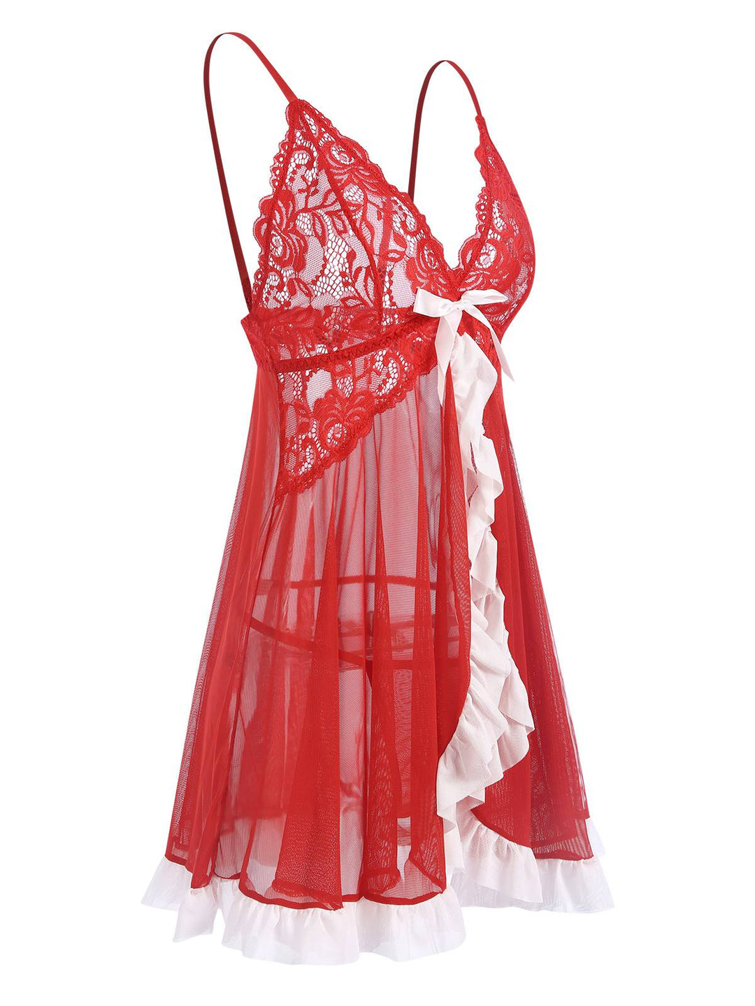 Red Spaghetti Strap Patchwork Nightgown, vintage fashion, retro style - perfect for women who love vintage and retro fashion