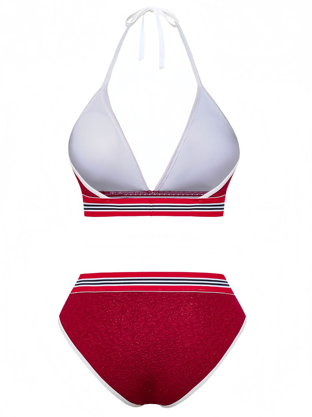 Red Glitter Halter High Waist Bikini Set, vintage swimsuit, swimwear - perfect for women who love vintage and retro fashion